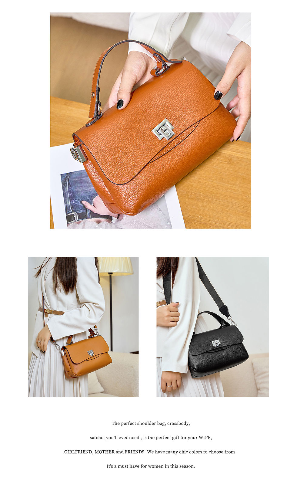Thumbnail: Zency Genuine Leather Envelope Top-Handle Bag