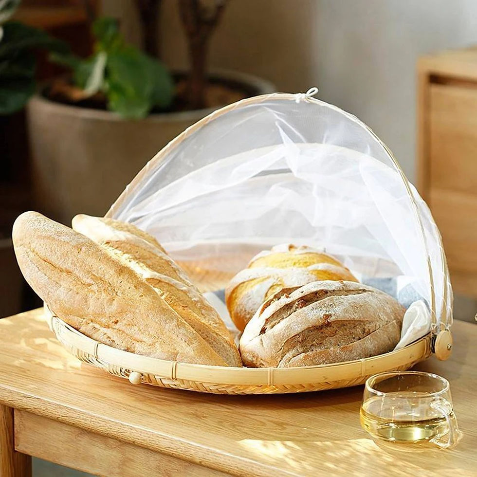 Thumbnail: Woven Rattan Fruit and Vegetable Basket with Mesh Net Cover