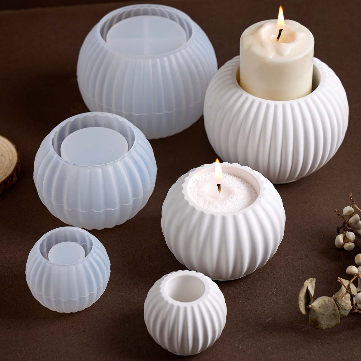 Stripe Candle Cup and Flowerpot Silicone Mould