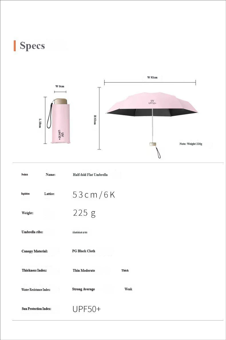 Thumbnail: UPF50+ Mini Flat 5-Fold UV Protection Sun and Rain Umbrella