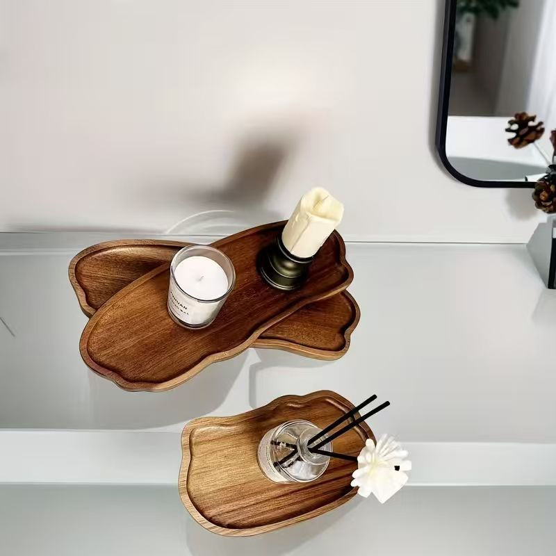 Thumbnail: Solid Wood Bathroom Sink Tray and Candle Holder