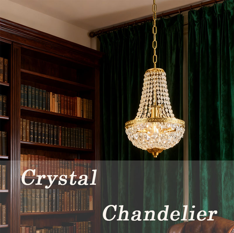 Thumbnail: Vintage Industrial Crystal Chandelier Pendant Lamp