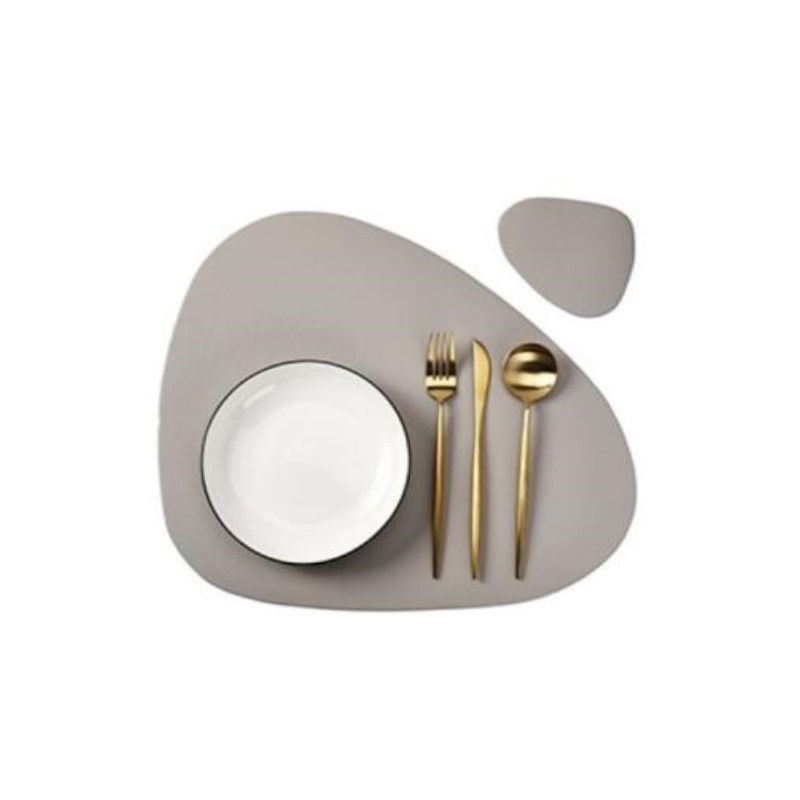 Thumbnail: Cream PU Leather Placemat and Coaster Set