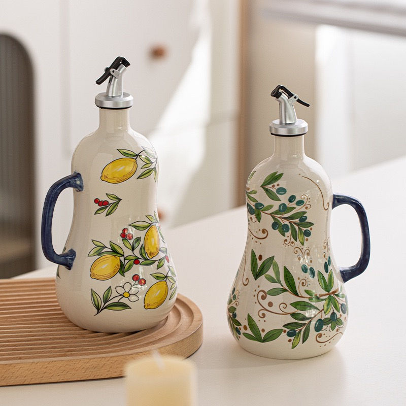 Thumbnail: Embossed Ceramic Olive Oil and Vinegar Dispenser