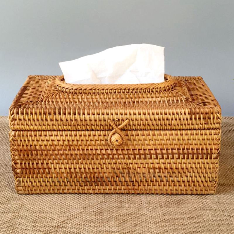 Thumbnail: Handmade Rattan Tissue Box and Paper Holder