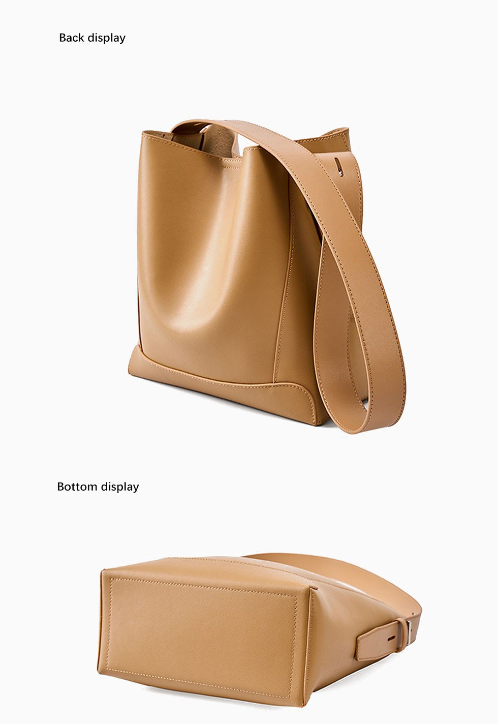 Thumbnail: Zency Two-Layer Cow Leather Commuter Shoulder Bag
