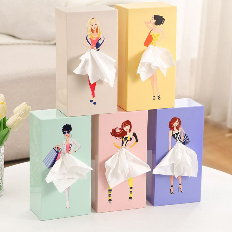 Thumbnail: Girl Face Tissue Box and Napkin Holder with Wooden Cover