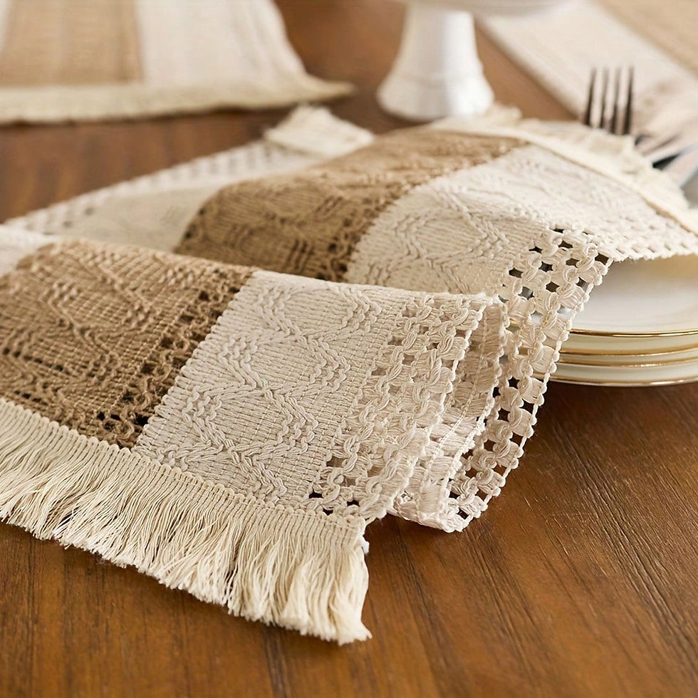 Thumbnail: Farmhouse Woven Tassel Rectangular Table Placemats