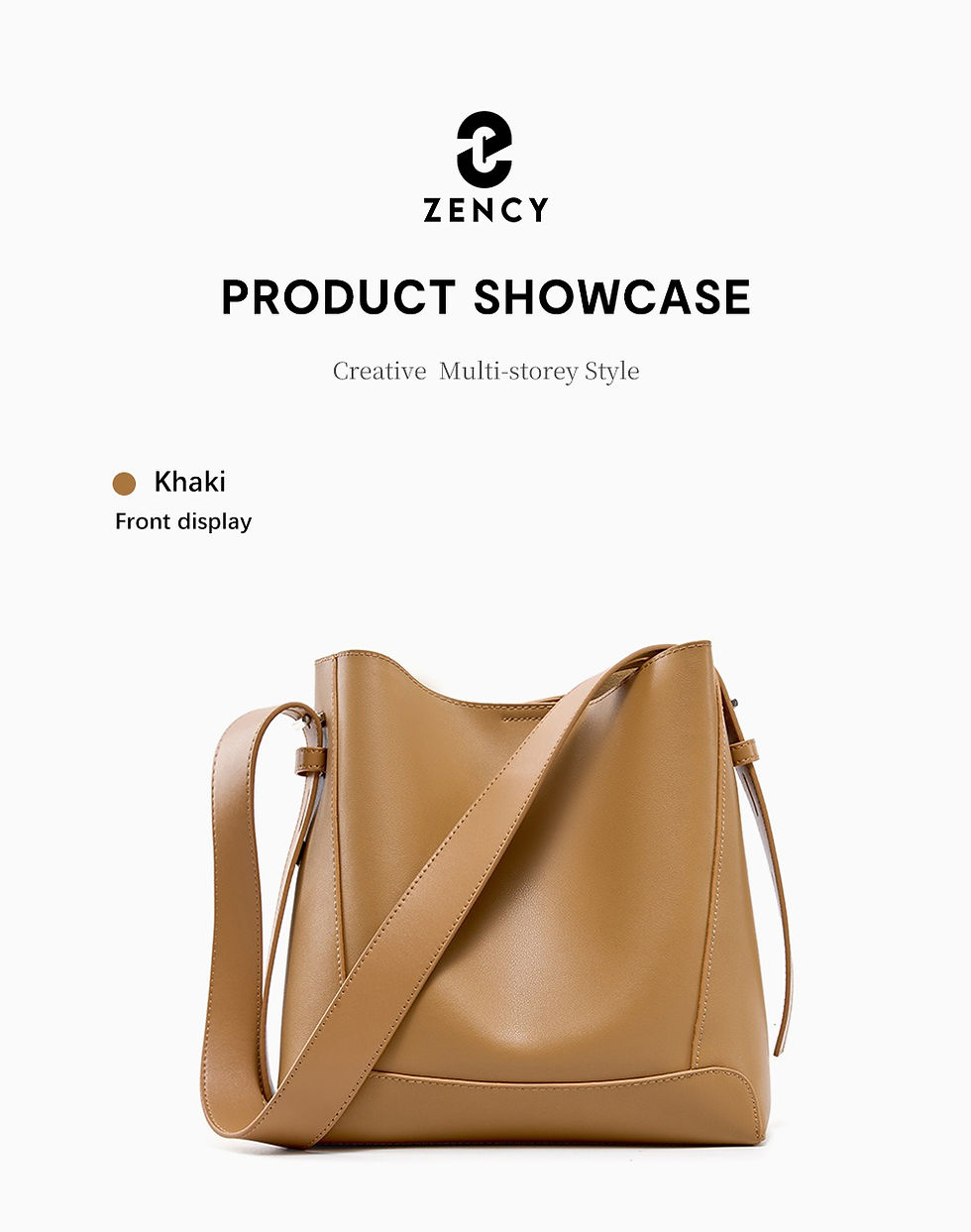 Thumbnail: Zency Two-Layer Cow Leather Commuter Shoulder Bag