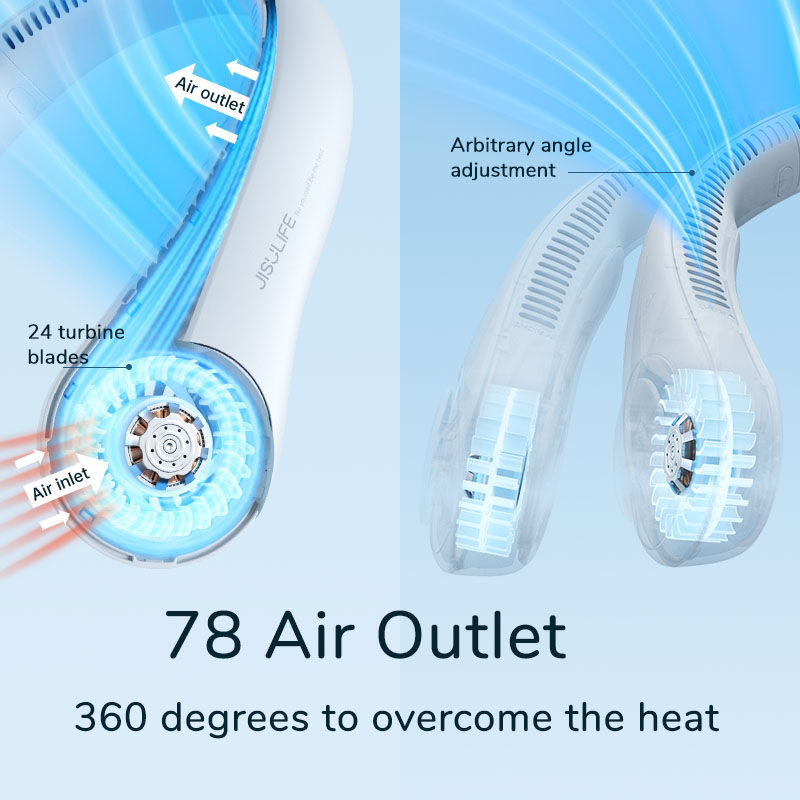 Thumbnail: JISULIFE Portable Rechargeable Neck Fan with 4000mAh Battery