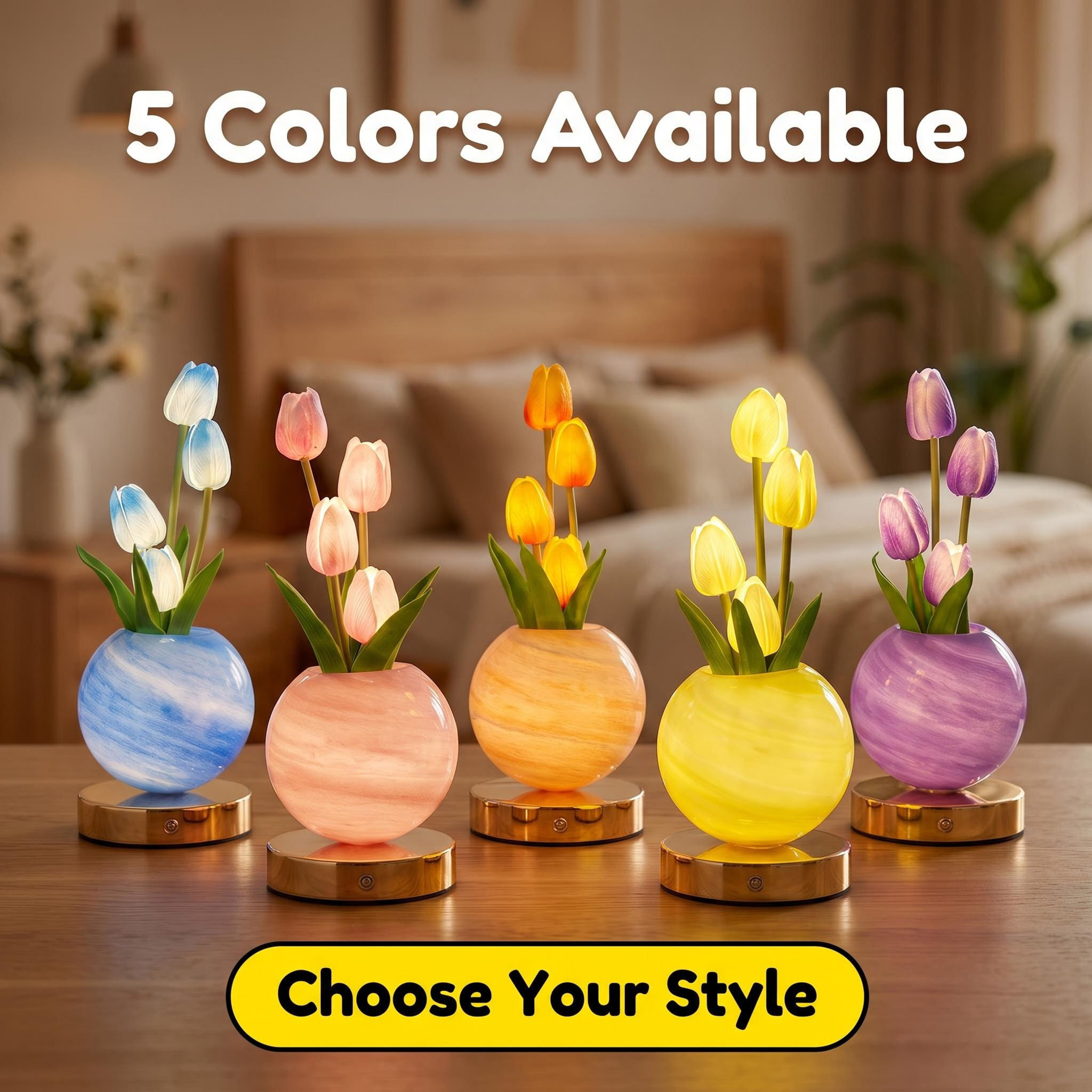Tulip LED Simulation Bouquet USB Rechargeable Desk Lamp