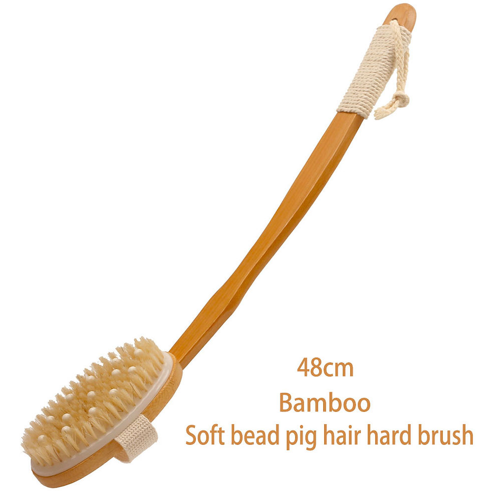Thumbnail: Bamboo Curved Handle Pig Mane Foldable Bath Brush 48cm