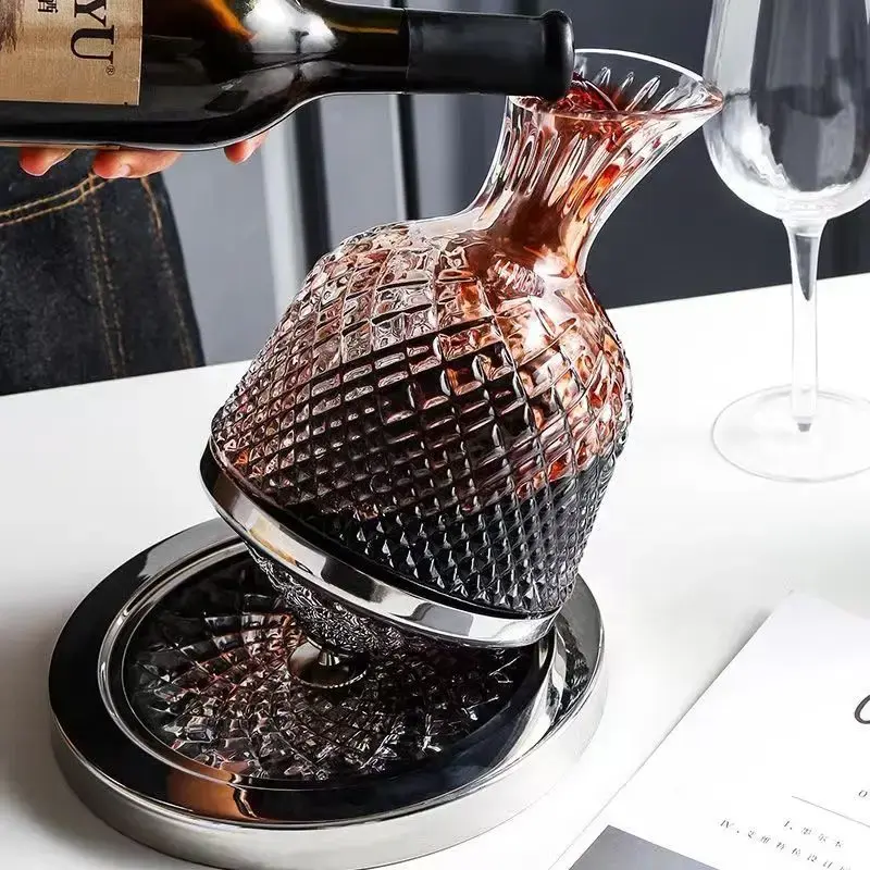 Thumbnail: Crystal Glass 360 Degree Rotating Drum Wine Decanter 1500ml