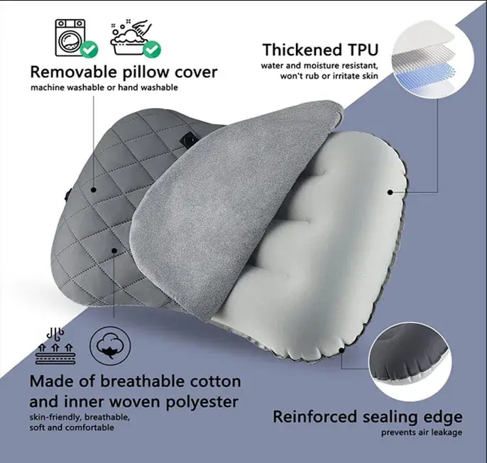 Thumbnail: Ultralight Inflatable Travel & Camping Pillow with Washable Cover