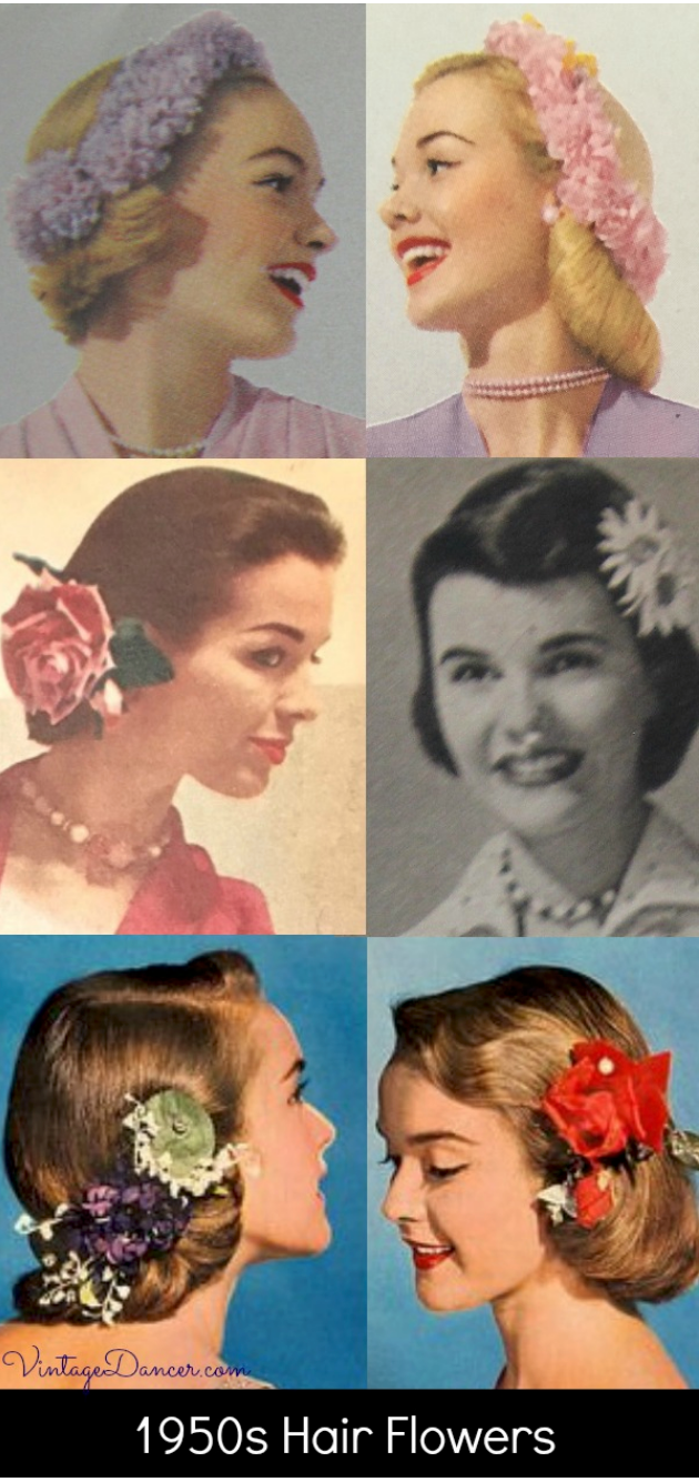 Retro hair flowers hairstyles