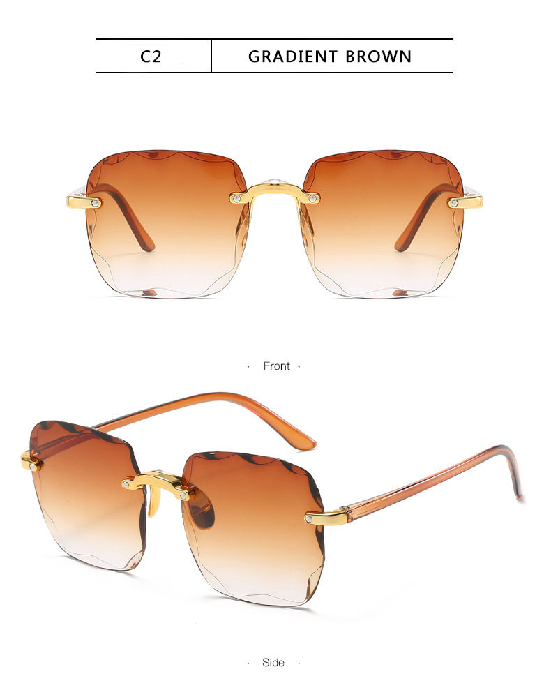 Thumbnail: 3-Piece Rimless Square Sunglasses Set – Luxury Summer Eyewear for Women