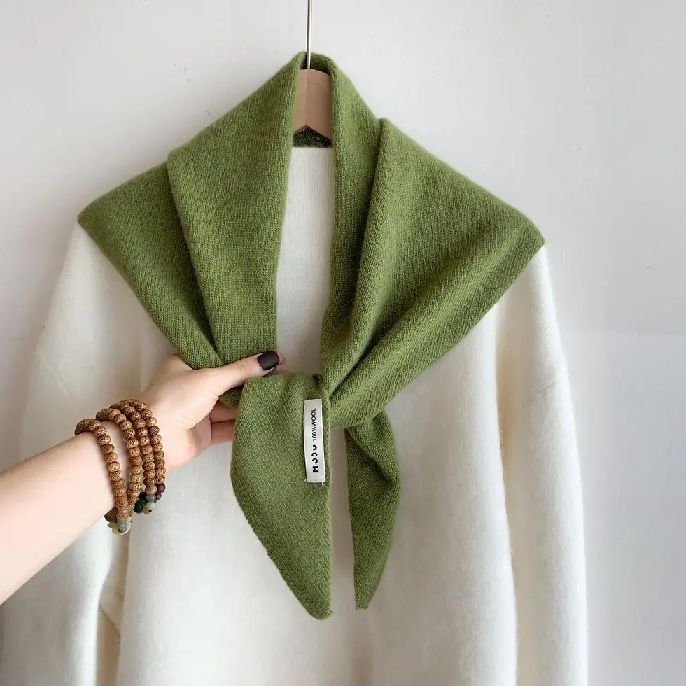 Thumbnail: Minimal Knit Triangle Scarf – Korean-Inspired Wool Headscarf for Women