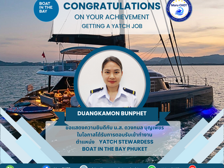 Congratulations in getting a Job in a Yatch in Phuket!
