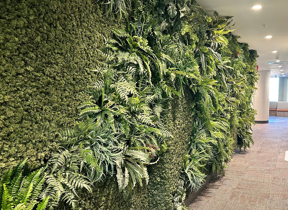 Artificial plants and moss wall