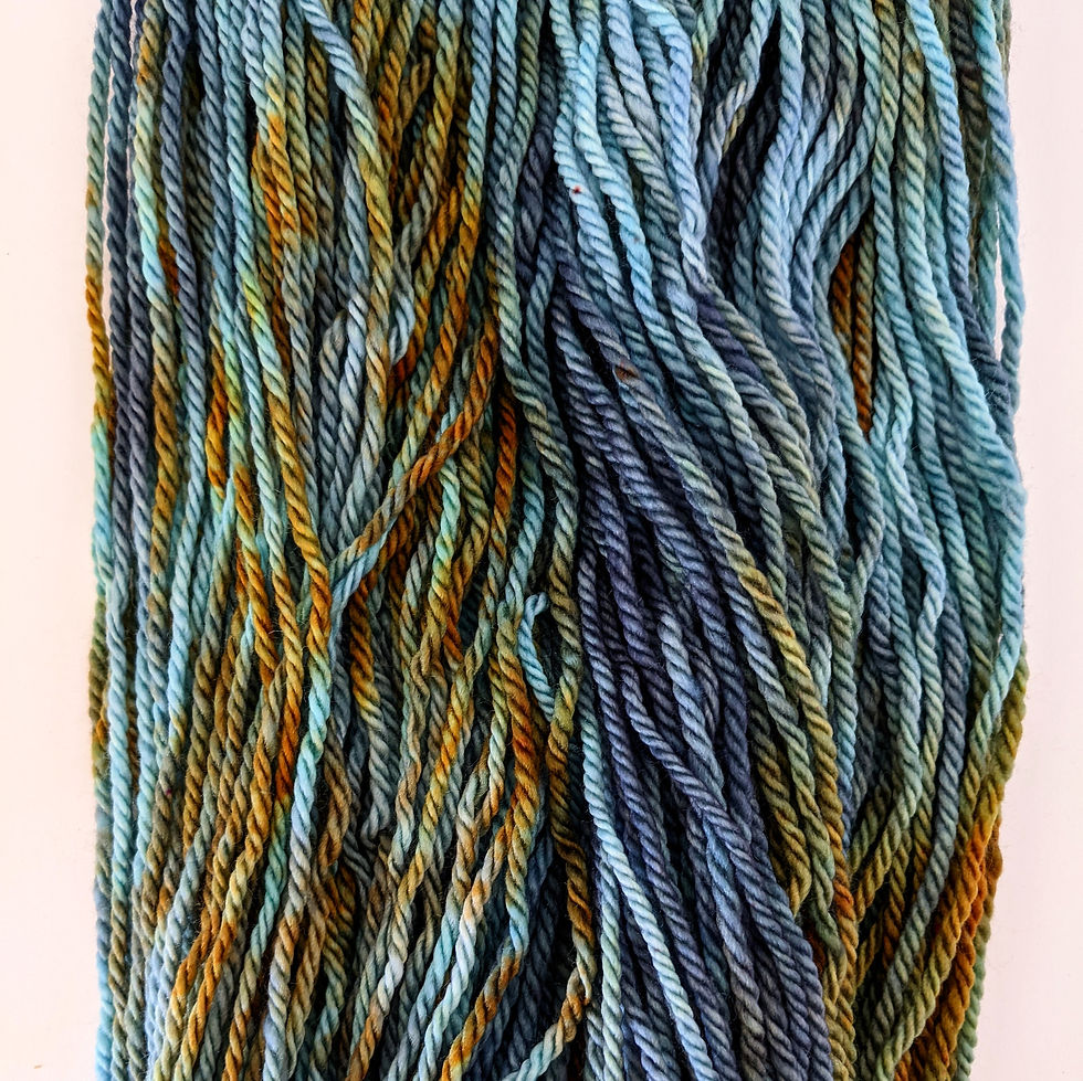 Thumbnail: Worsted Hand dyed Yarn Variegated Sea Blue Earthy Orange - Wren & Ollie