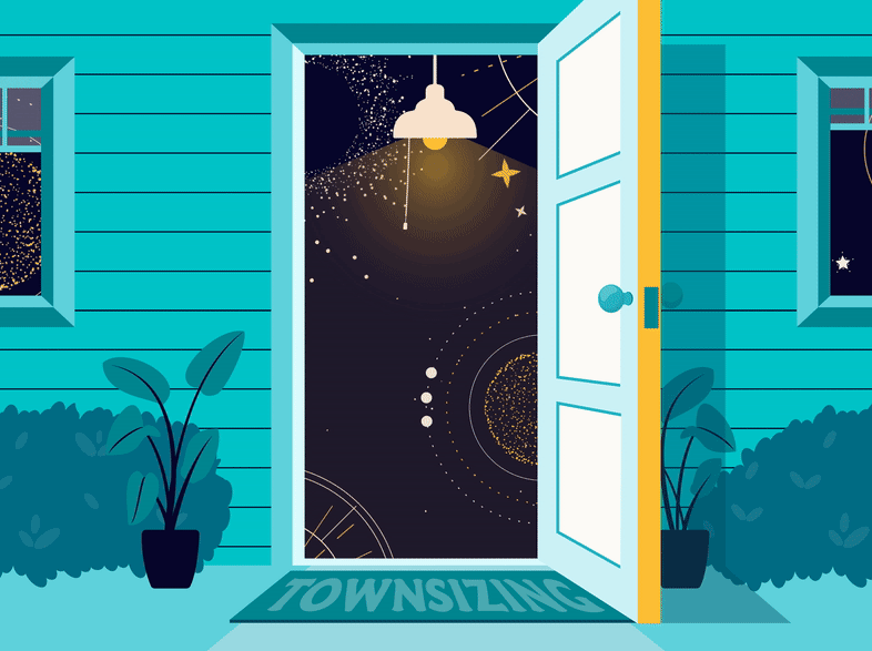 Vector Illustration created for the cover art of HGTV podcast "TownSizing"