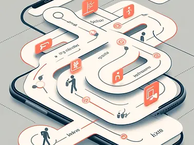 DALL·E 2024-10-14 21.36.39 - A user journey flow diagram representing a visitor's seamless