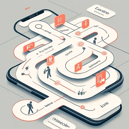 DALL·E 2024-10-14 21.36.39 - A user journey flow diagram representing a visitor's seamless