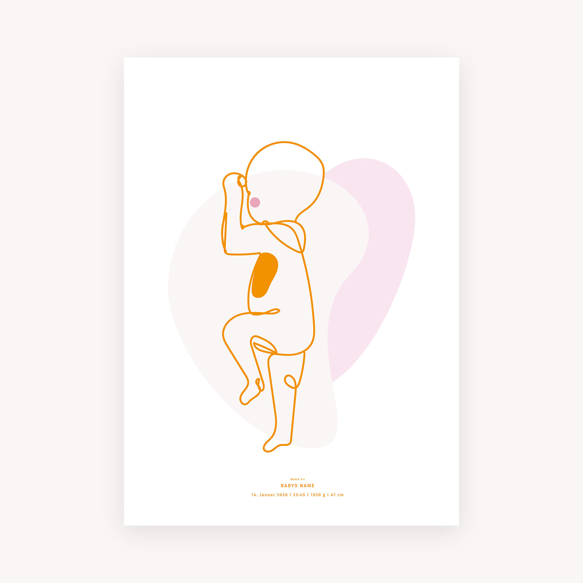 Geburtsposter Beige Rosa