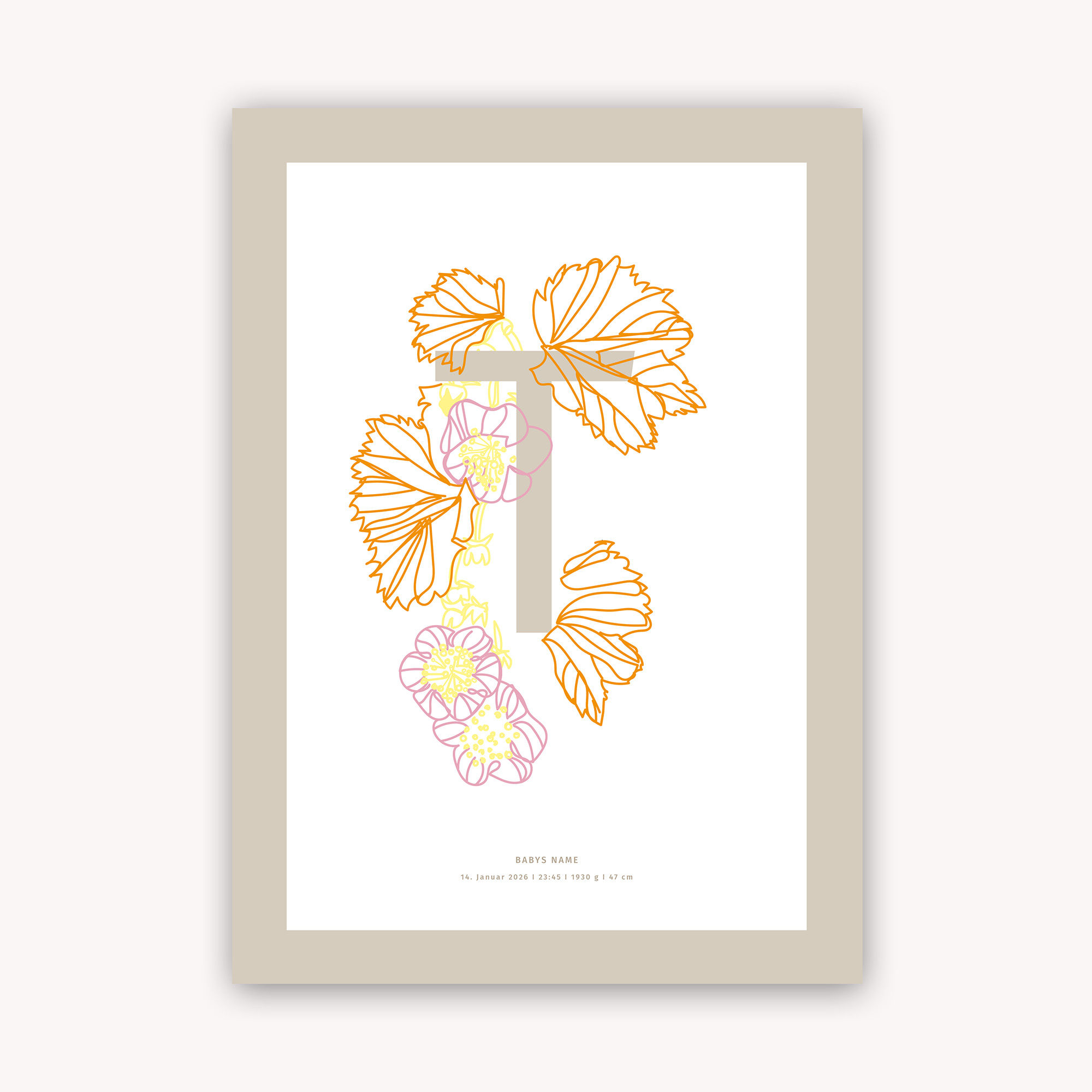 Personalisiertes Buchstabenposter T
