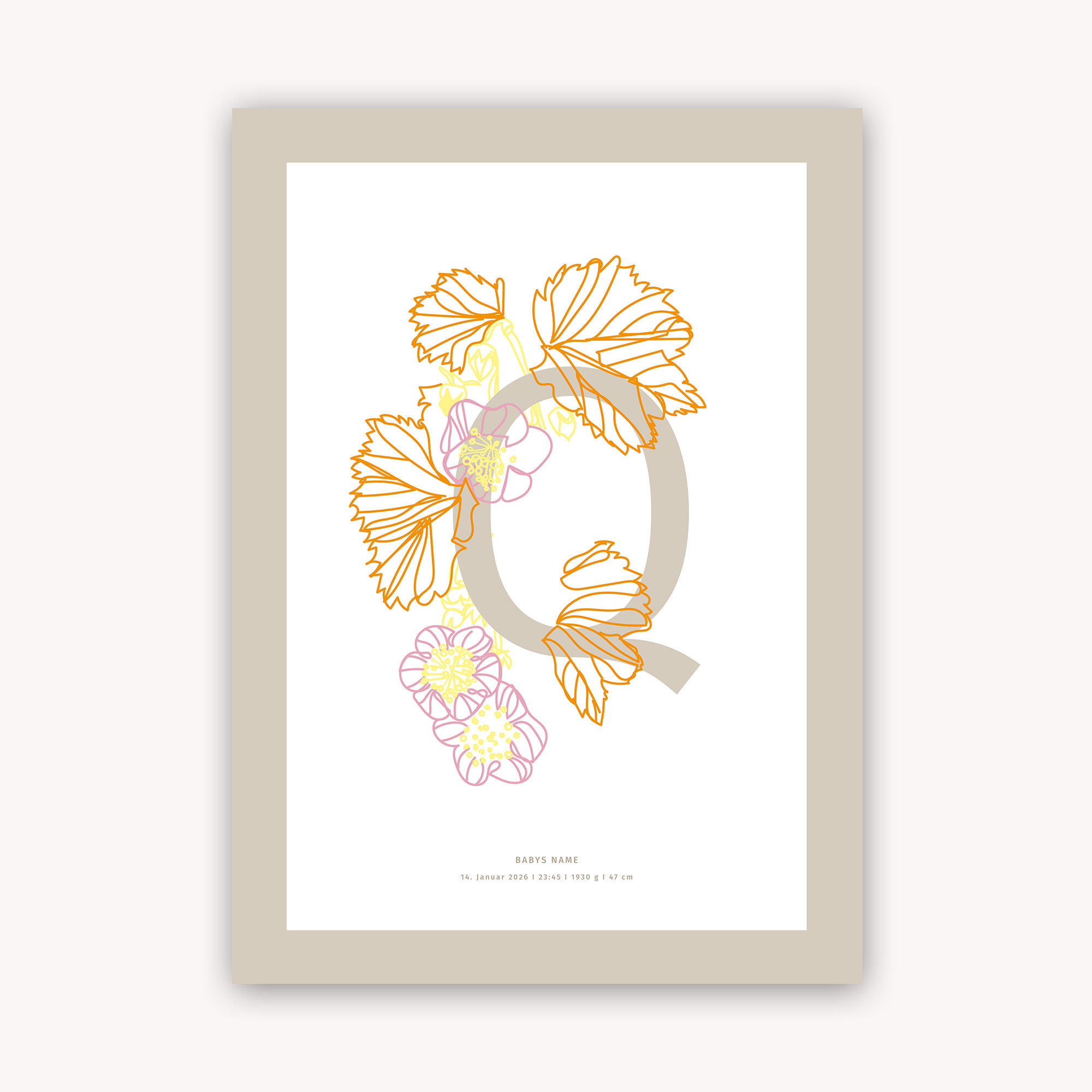 Personalisiertes Buchstabenposter Q