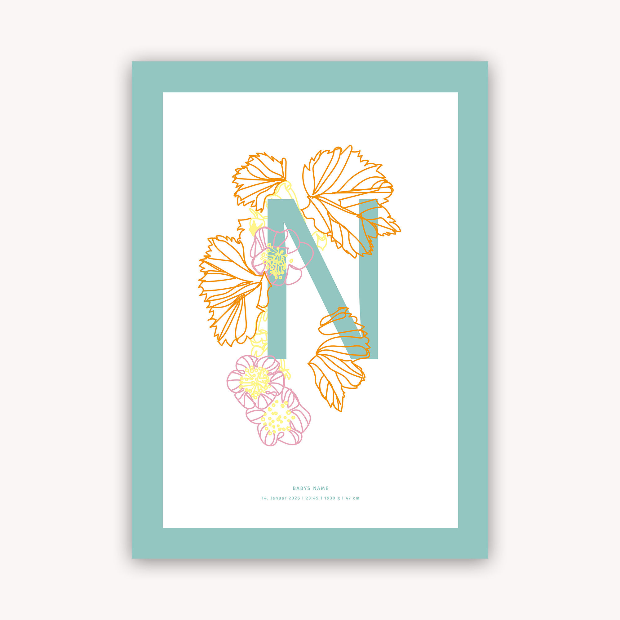 Personalisiertes Buchstabenposter N