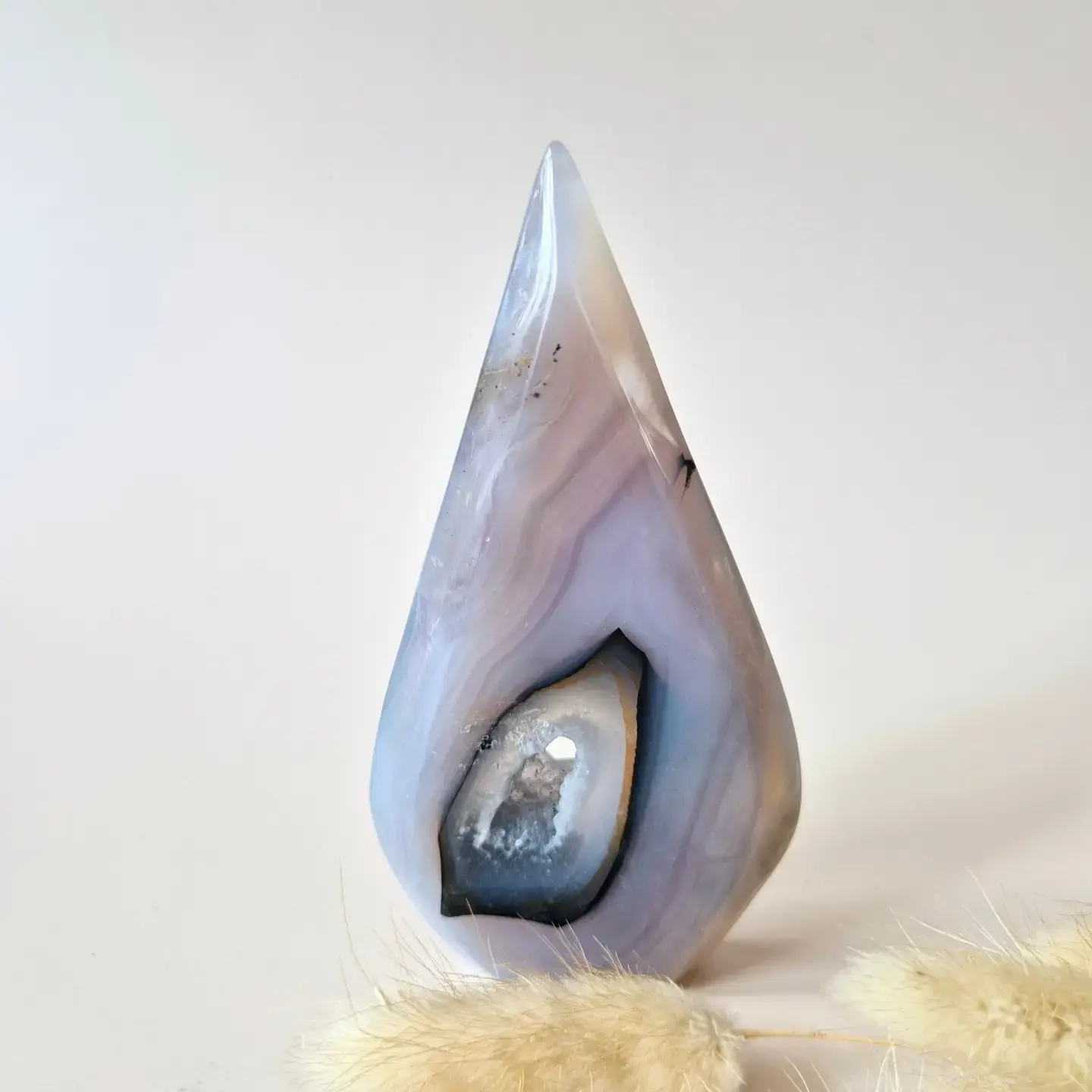 Druzy grå Agat - Dråpeformet