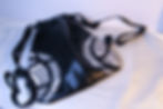 Miniaturbild: Drawstring Backpack - Leather and Black and White Ankara
