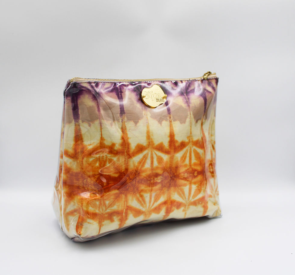 Thumbnail: Large Natural Embers travel pouch by BijouCREATES in warm neutral tones with gold zip detail.