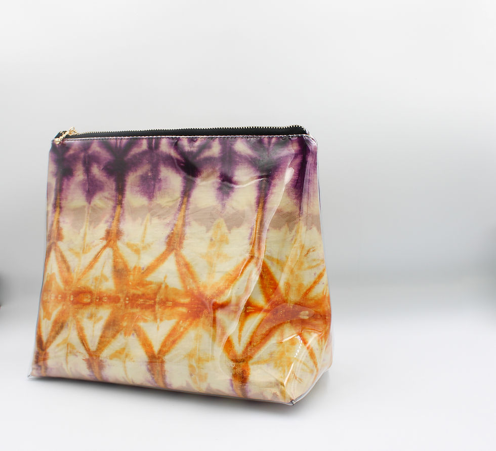 Thumbnail: Large Natural Embers travel pouch by BijouCREATES in warm neutral tones with gold zip detail.