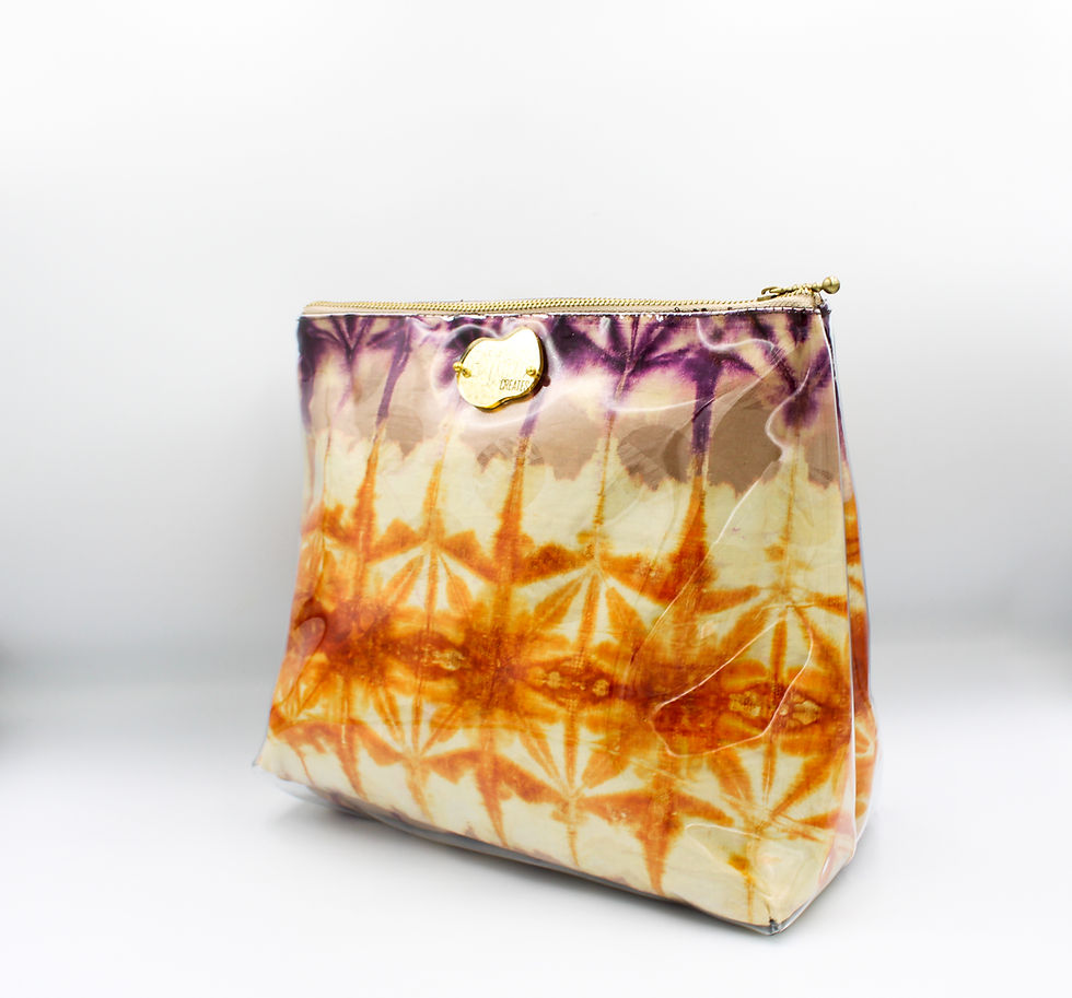 Thumbnail: Large Natural Embers travel pouch by BijouCREATES in warm neutral tones with gold zip detail.