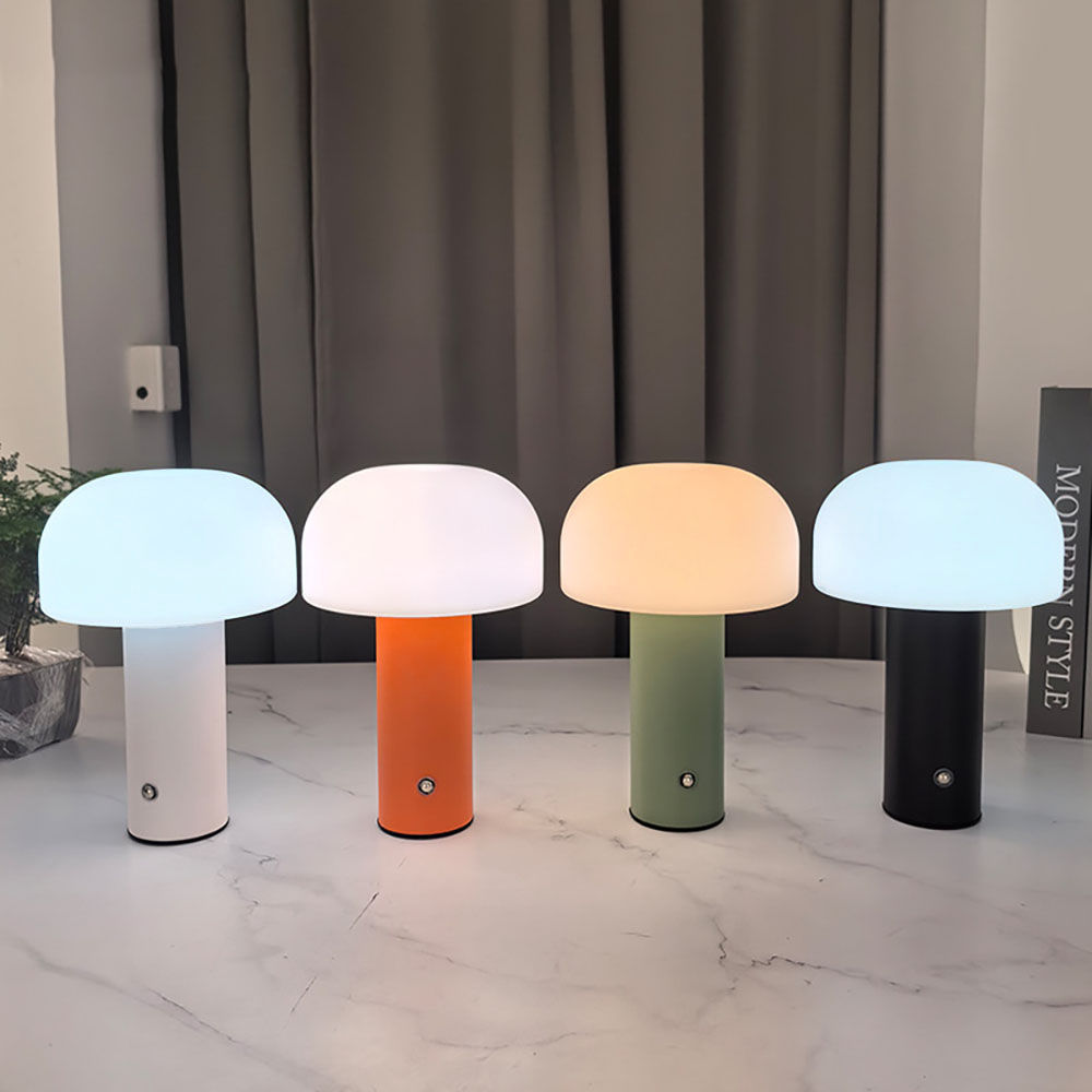 Mushroom Table Lamp | Rechargeable Touch Dimmable LED Desk Light | 3 Colour