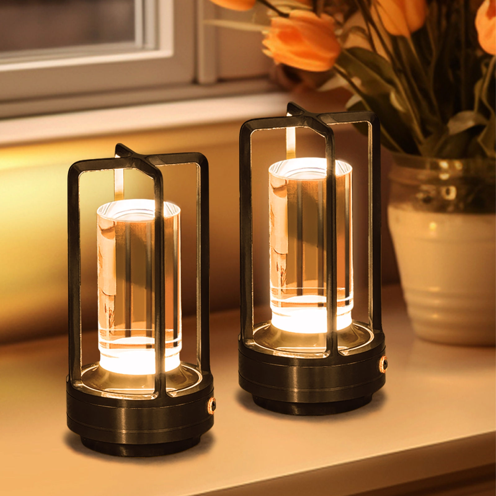 Lumina Amber Crystal Desk Lamp – Portable Mood Lighting