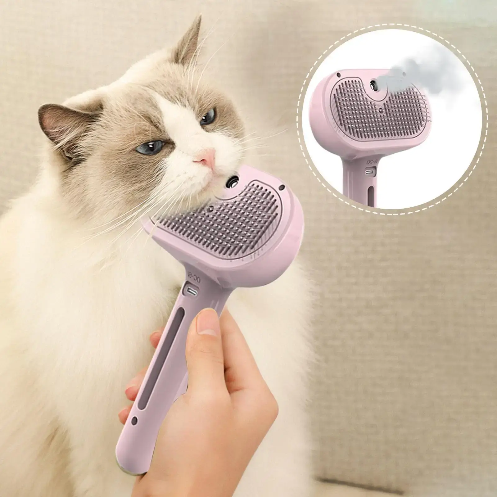 3-in-1 Electric Steam Pet Brush | Self-Cleaning Grooming & Massage Brush for Dog