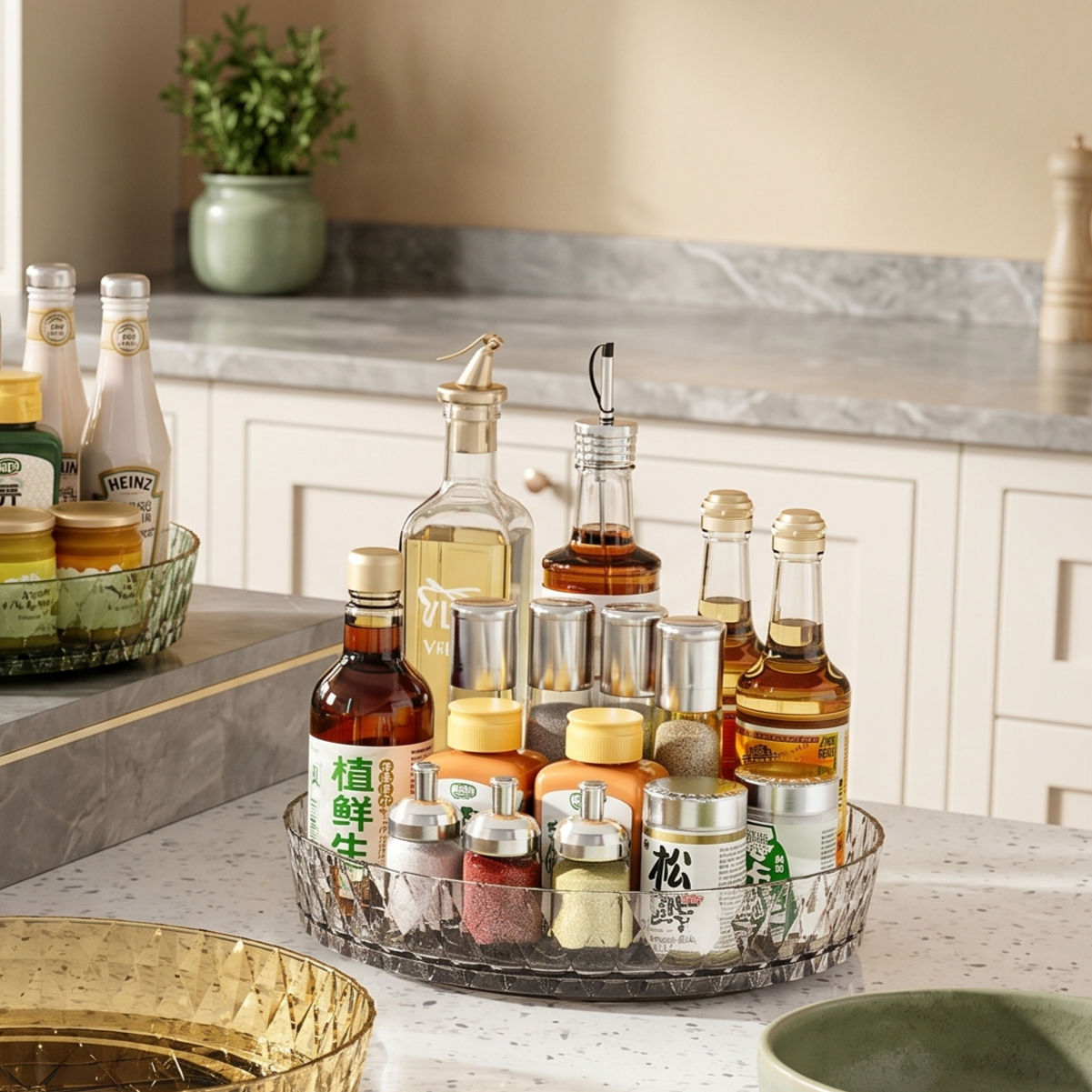 360° Rotating Storage Tray | Silent Spin Organiser for Kitchen & Home