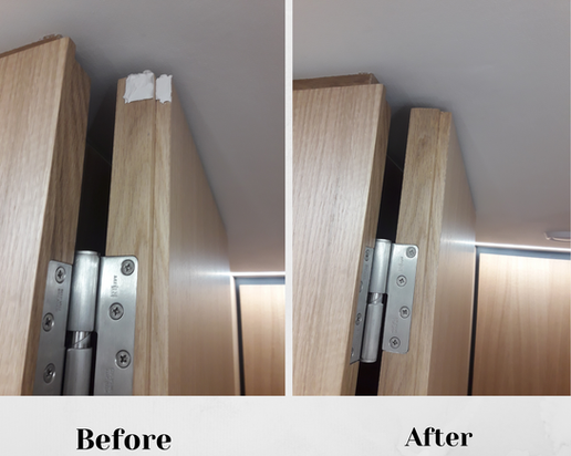 Wooden door repair before and after