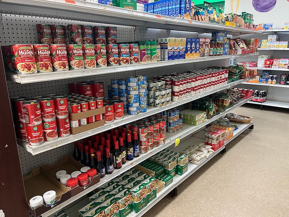 Full shelves at Helping Harvest. The program carries hundreds of products at lower prices for struggling families. 