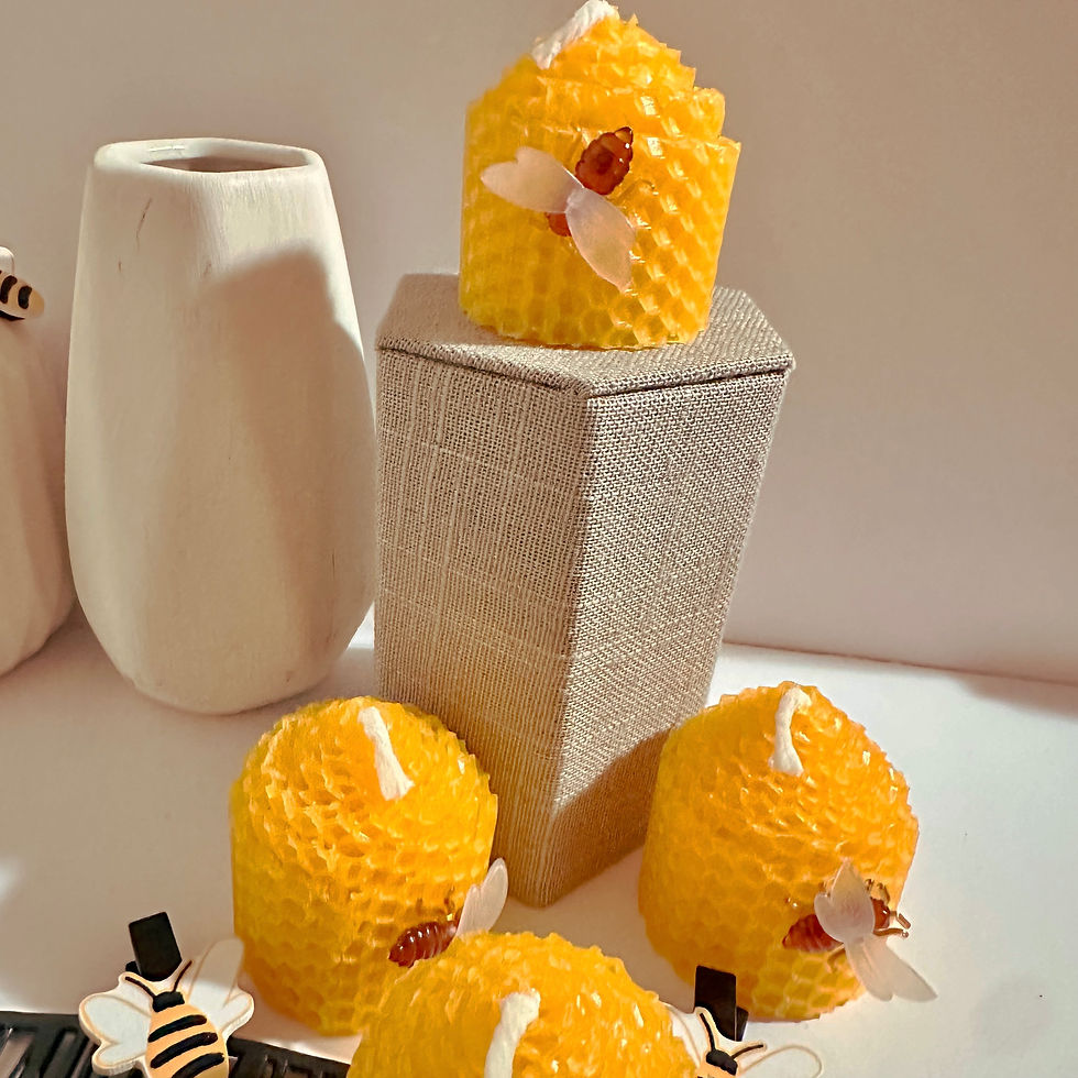 hand rolled beeswax candle.