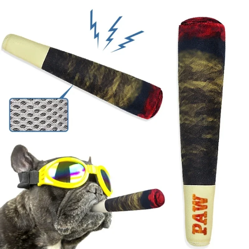 Thumbnail: Novelty Cigar Squeaky Dog Toy | Funny Plush Chew Toy for Teeth Grinding