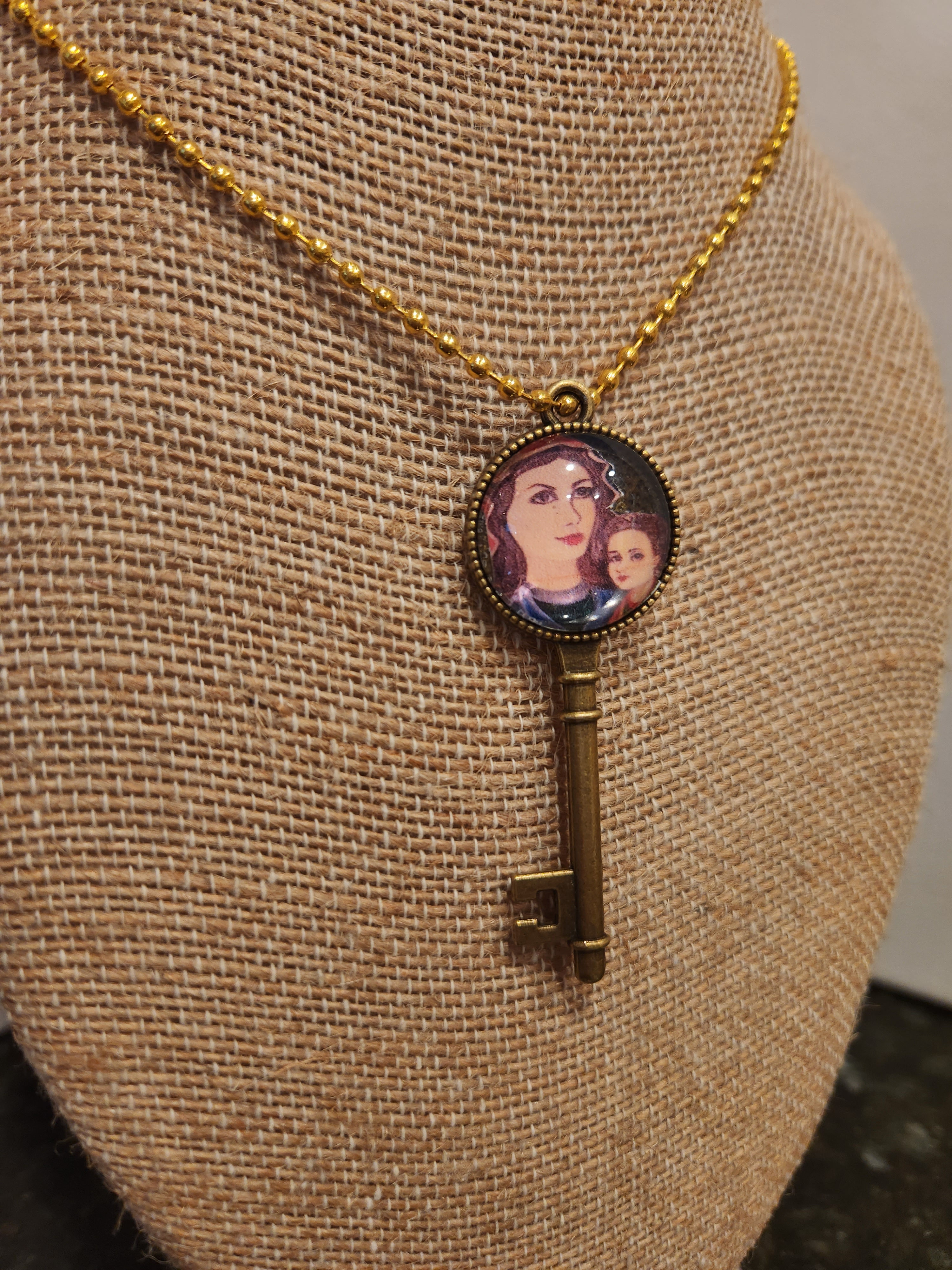 Madonna and Child Bronze Cabochon