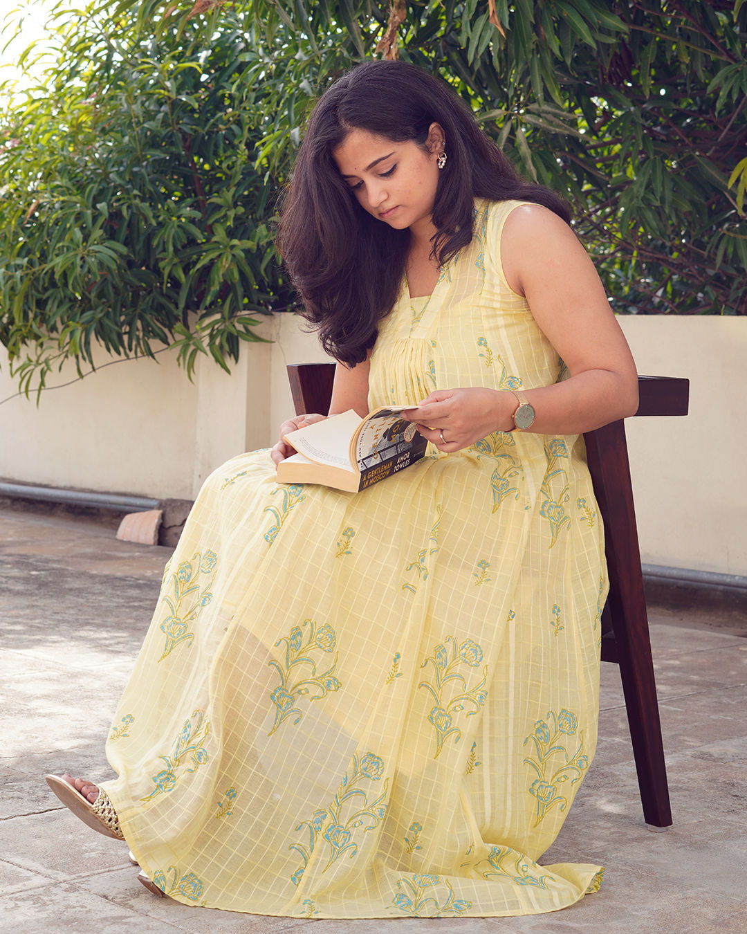 Butter yellow paneled dress