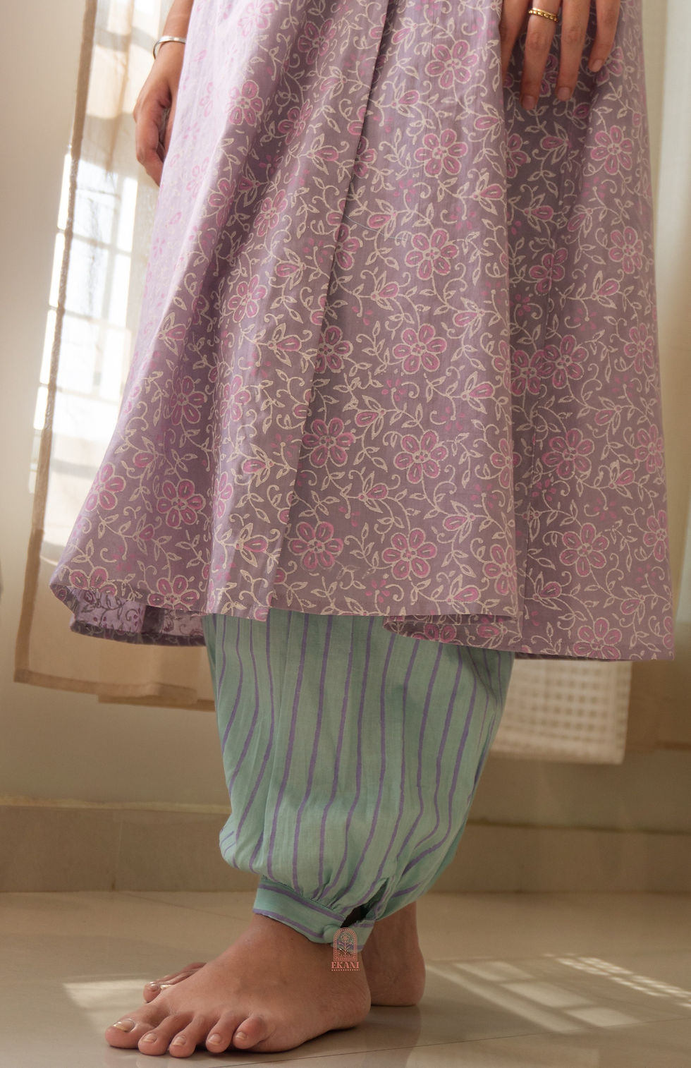 Thumbnail: Lilac and winter green angrakha set