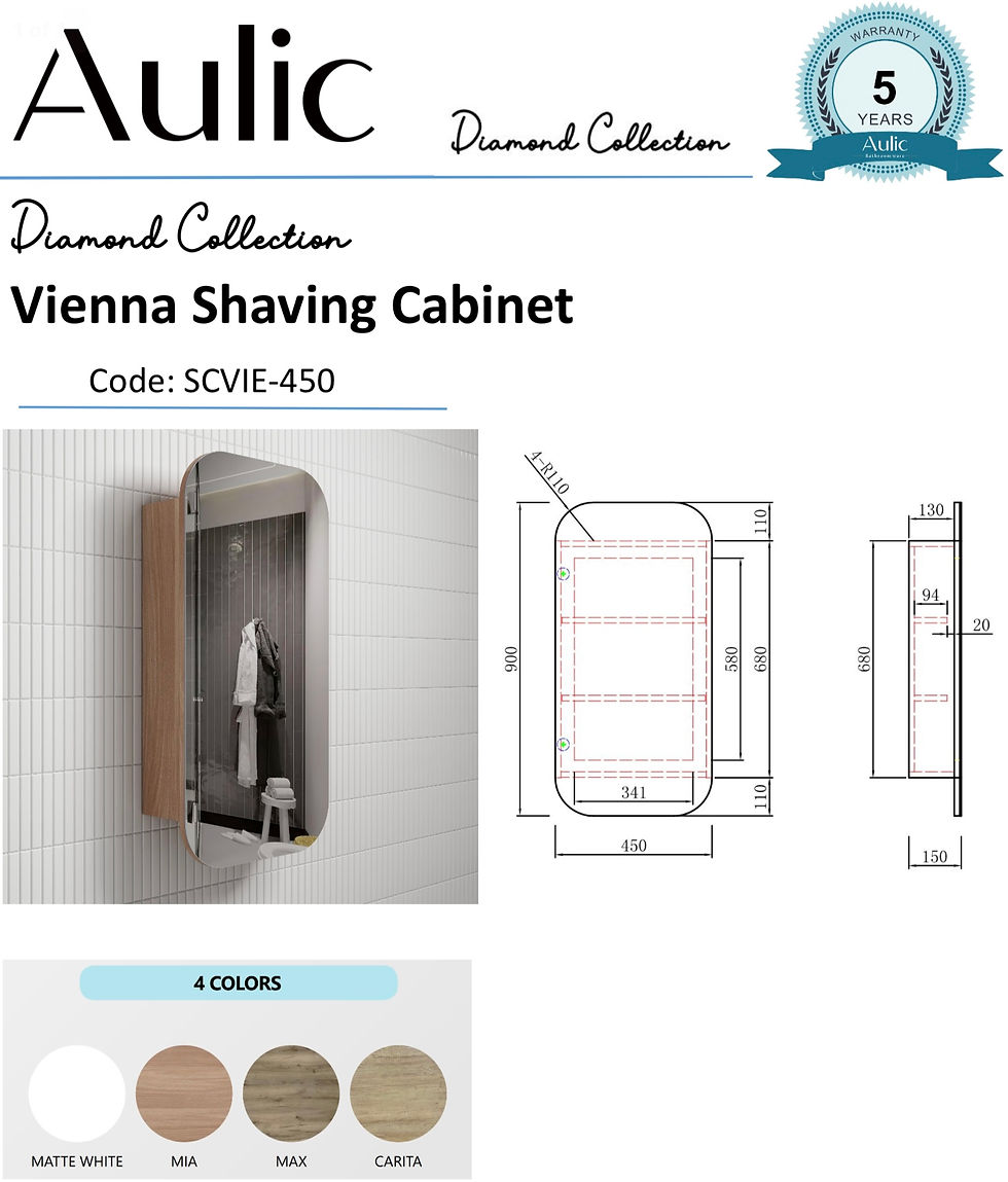 Thumbnail: AULIC - SCVIE-450-CR - Vienna Shaving Cabinet - 450mm x 900m - #81