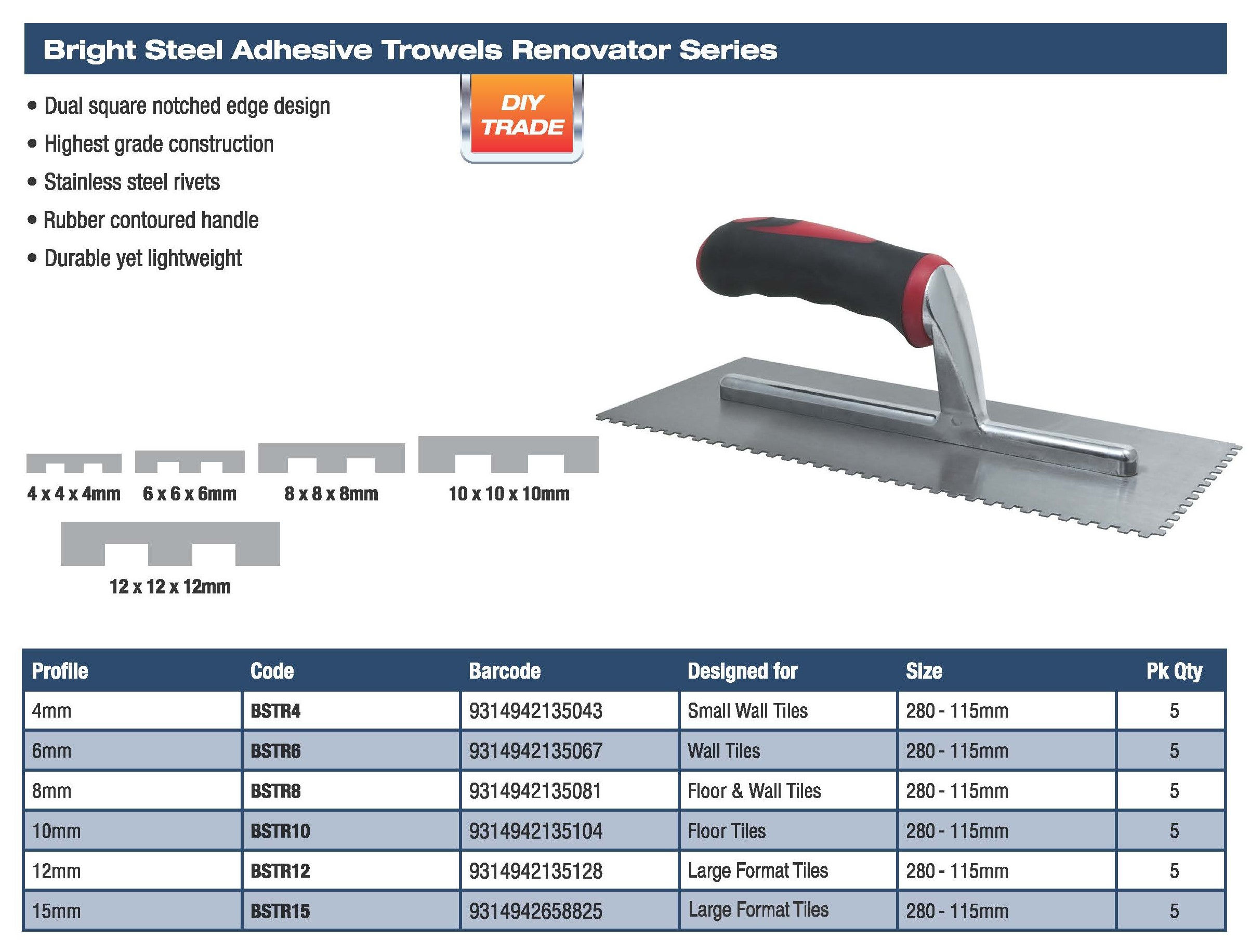 Notched Trowels