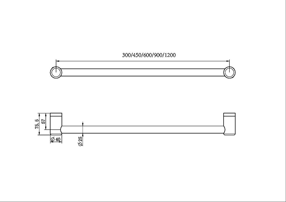 Thumbnail: MECCA CARE 25MM GRAB RAIL 450MM CHROME